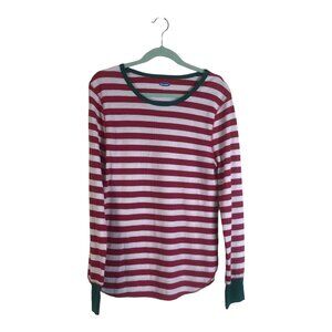 Old Navy XL Shirt Thermal Striped Long Sleeve Pullover Round Neck Stretch